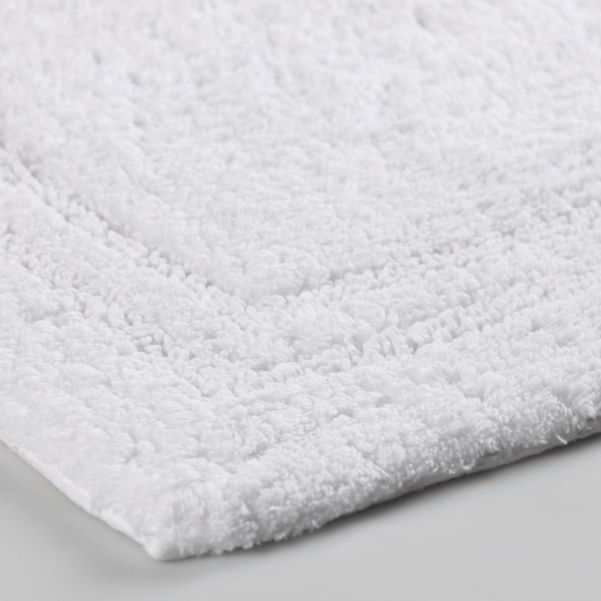 Superior Solid Bordered Cotton Washable Non-Slip Bath Rug, Runner Size, White