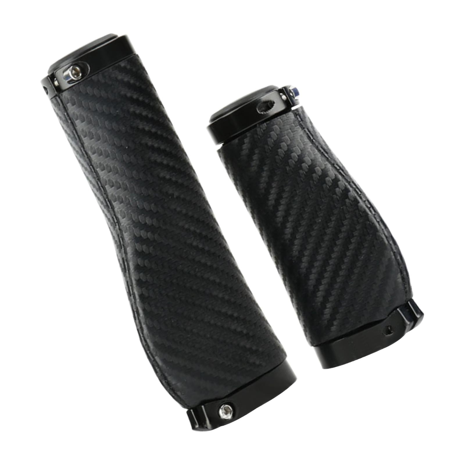2 Pieces Universal Mountain Bike Handlebar Grips Lock Slip Carbon Fiber Long Short Black