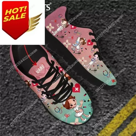 

Scarpe da allattamento rosa scarpe da ginnastica basse da donna Cute Cartoon Nurse/Doctor Brand Design AF Mesh calzature femmini