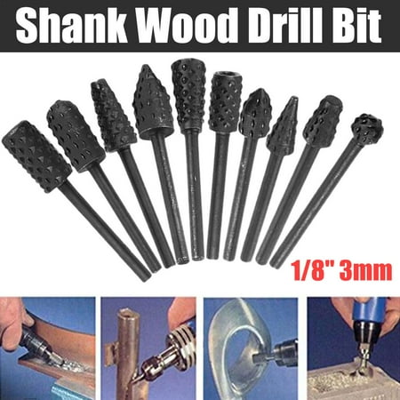 

TAONMEISU 1/8 3MM Shank Wood Drill Bit Mini Rotary Rasp File Burr Set 10 PCS/ Set