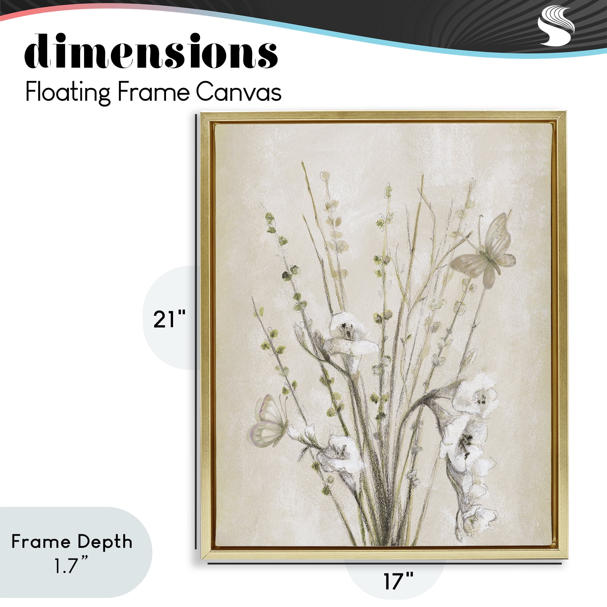 Stupell Industries Fresia & Date Branch Gold Framed Floater Canvas Wall Art, design by Lanie Loreth