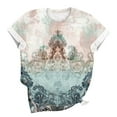 thumbnail image 2 of Tops de Ajuste Suelto para las Mujeres Sudadera Casual Impresa Manga Corta Cuello Redondo Superior, Poliéster, 2 of 5
