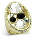 thumbnail image 1 of IP Gold Ion Plating Stainless Steel Ring with Top Grade Crystal, Multi Color - Size 5, 1 of 1