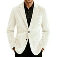 thumbnail image 2 of yuCgh Men's Corduroy Blazer Jacket, Solid Color Casual Suit Cardigan with Warm Pockets, Lightweight Fall Winter Outerwear for Business Casual & Daily Wear,White,L, 2 of 6
