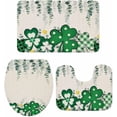 thumbnail image 3 of St. Patricks Day Bathroom Rug Sets 3 Piece, Non Slip Bath Mat, Green Shamrocks Leaf Polka Dots Beige Absorbent Floor Mats Bath Rugs with U-Shaped Contour Rug Toilet Lid Cover Bathroom Decor Small, 3 of 8