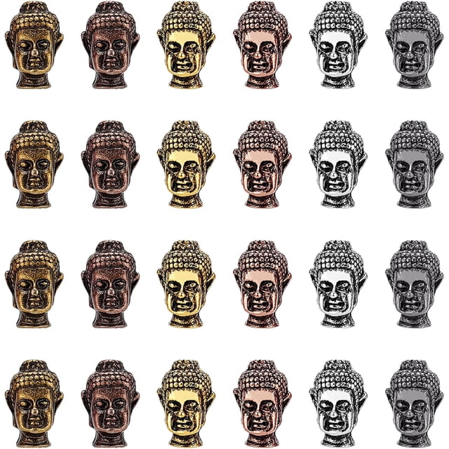 24 cuentas de cabeza de 6 colores, espaciadores de cabeza 3D, conectores tibetanos, cuentas sueltas para pulseras, collares, pendientes, joyería y manualidades.