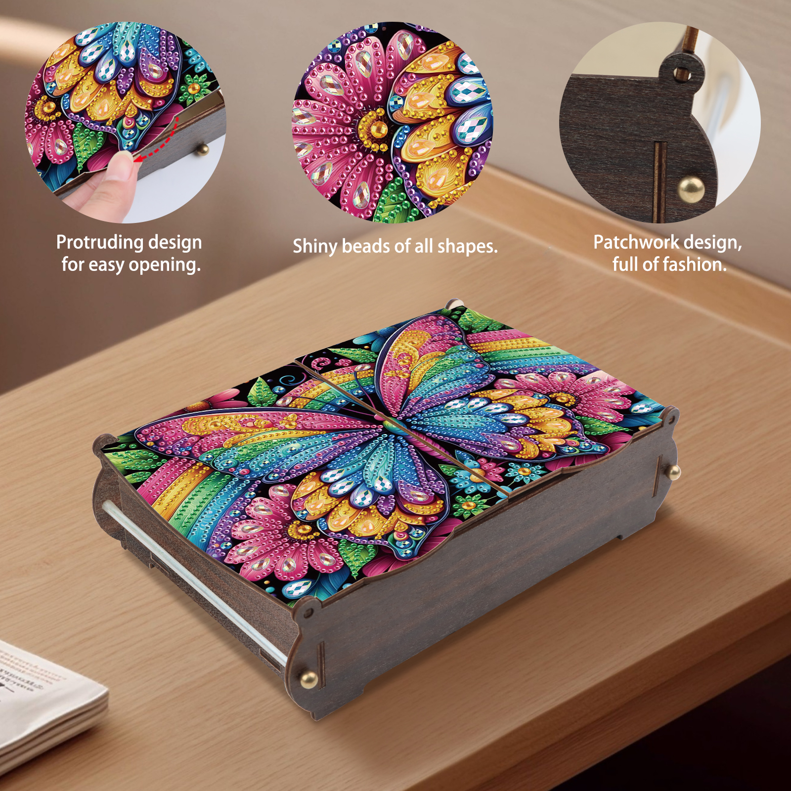 Diamond Painting Kit Storage Box Colorful Butterfly DIY Multi-Purpose Craft Storage Box Ideal for Home Offices and Holiday Gifts