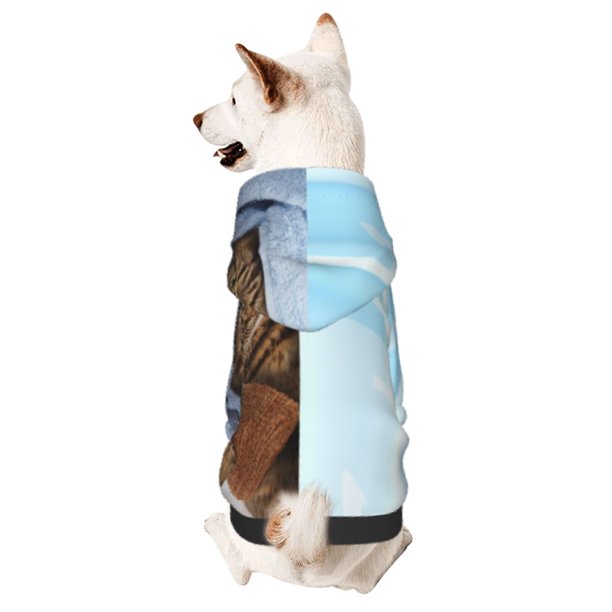 Fotbe Funny Cat Taking a Bath Sudadera con Estampado para Perros Pequeños – Suéter con Capucha para Mascotas, Tela Suave de Forro Polar con Bolsillo-Small