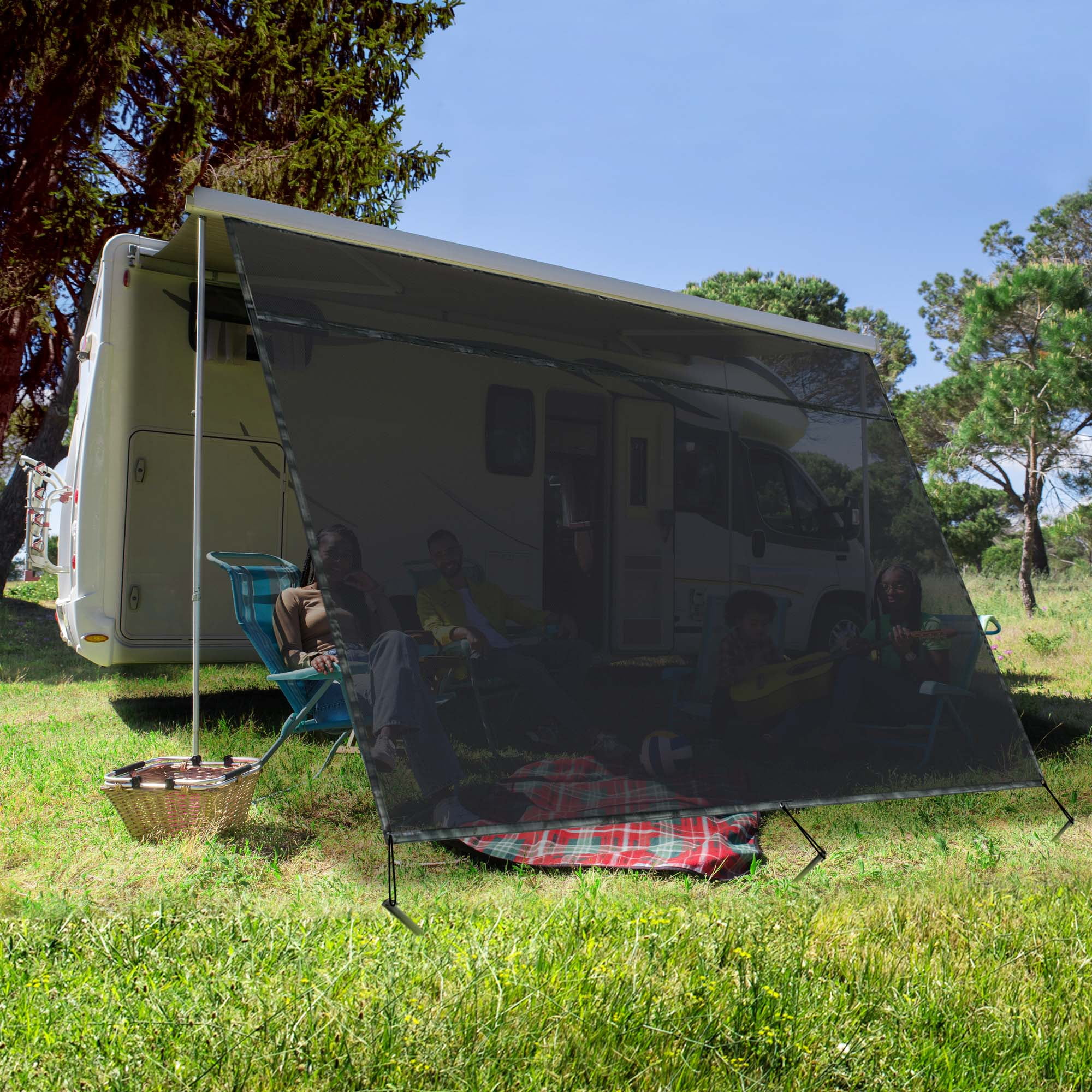 Wrok tarwe Perforeren LAGarden 6x15' RV Awning Sun Shade Screen Black Mesh UV Blocker RV Awning  Shade for Camping Trailer Camper Patio Outdoor - Walmart.com