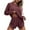 Red, variant on successthop Womens Matching Lounge Set Solid Color Knit Crewneck Long Sleeve Shirts and High Waist Shorts Fashion Vacation Pajamas Lounge Set Loungewear Summer Outfits