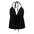 thumbnail image 1 of Women's Lace Up Back Suspenders Top - Jacquard Drawstring Design, Solid Color, Casual/Sexy Style, Machine Washable, Size S-XL, 1 of 6
