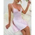 thumbnail image 4 of CHICME Nightgowns For Women Solid Color Lace Trim Side Slit Modal Cami Sleep Dress Womens Pajamas & Loungewear Pink-M, 4 of 9