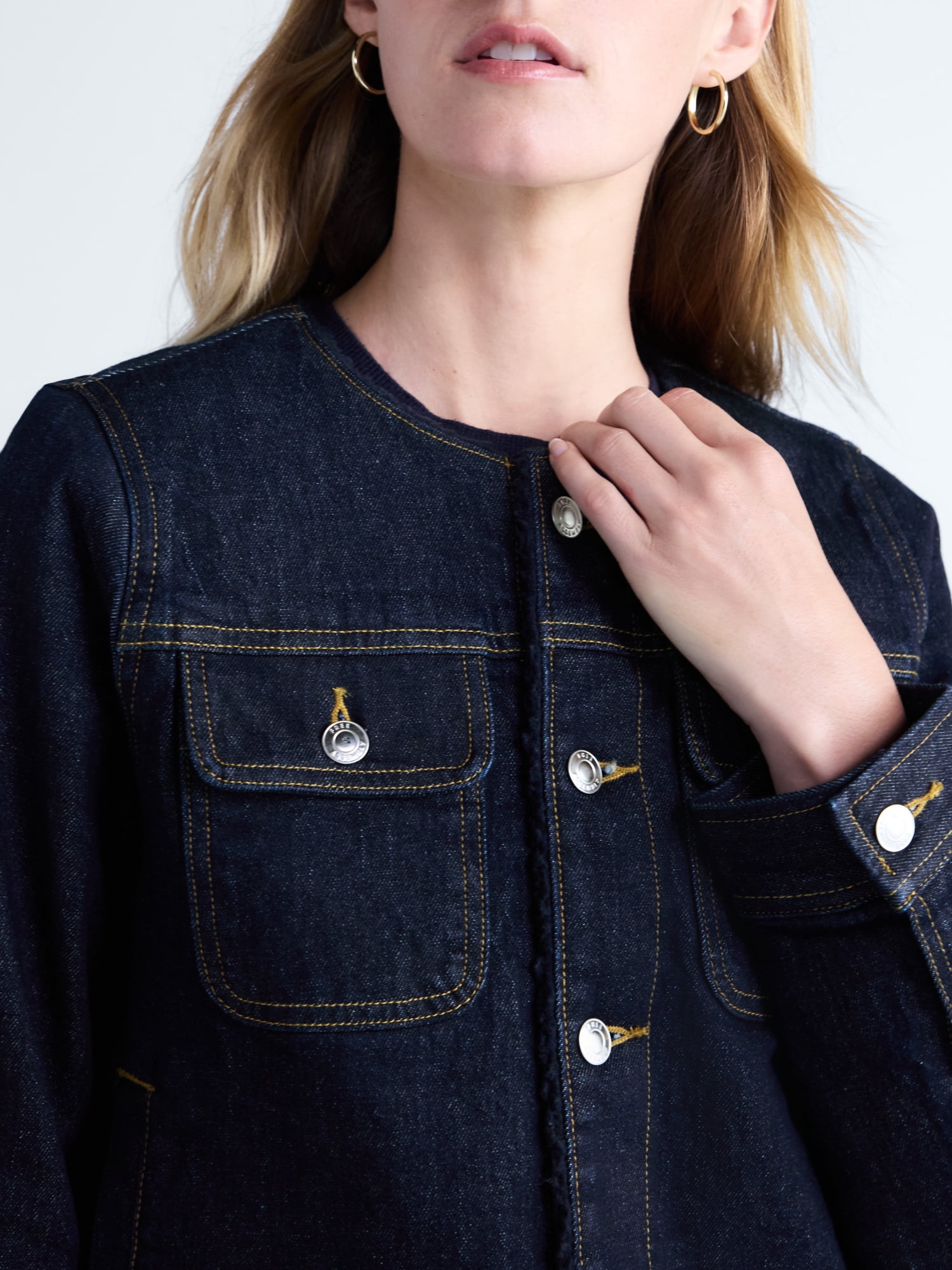 Free Assembly Women’s and Women’s Plus Faux Shearling Denim Jacket, Sizes XS-4X