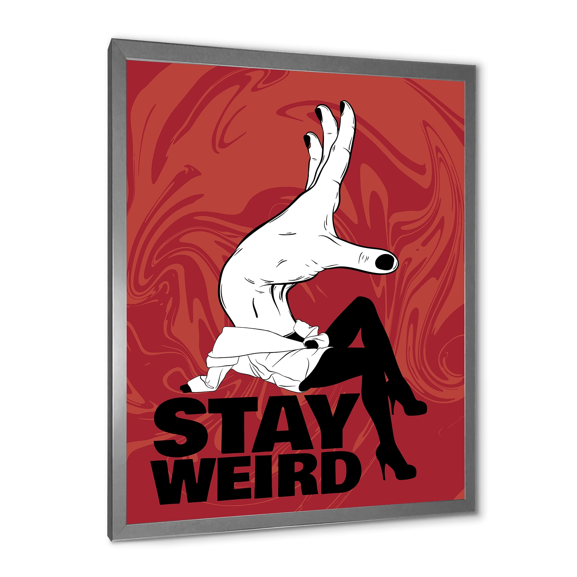 Designart 'Stay Weird Hand Sign' Vintage Framed Art Print