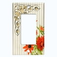 thumbnail image 5 of Metal Light Switch Plate Outlet Cover Orange Sunflower Striped Damask Tan FLW072, 5 of 13