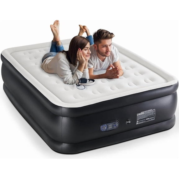 SAZYY Queen Size Air Mattress 22 Inch Inflatable Blow Up Mattress with Built-in Electric Pump for Quick Inflation & Deflation