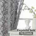 thumbnail image 4 of OVZME Leila Charcoal Grey Sheer Curtains 36 Inch Long 2 Panel Set, Light Filtering Privacy Window Curtains for Bedroom, Leaf Pattern Farmhouse Short Curtains for Living Room, 40Wx36L Inch, Grey, 4 of 7