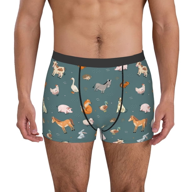 Balery Farm Animal Calzoncillos bóxer para hombre, ropa interior de algodón suave y transpirable con cinturilla de nailon-X-Large