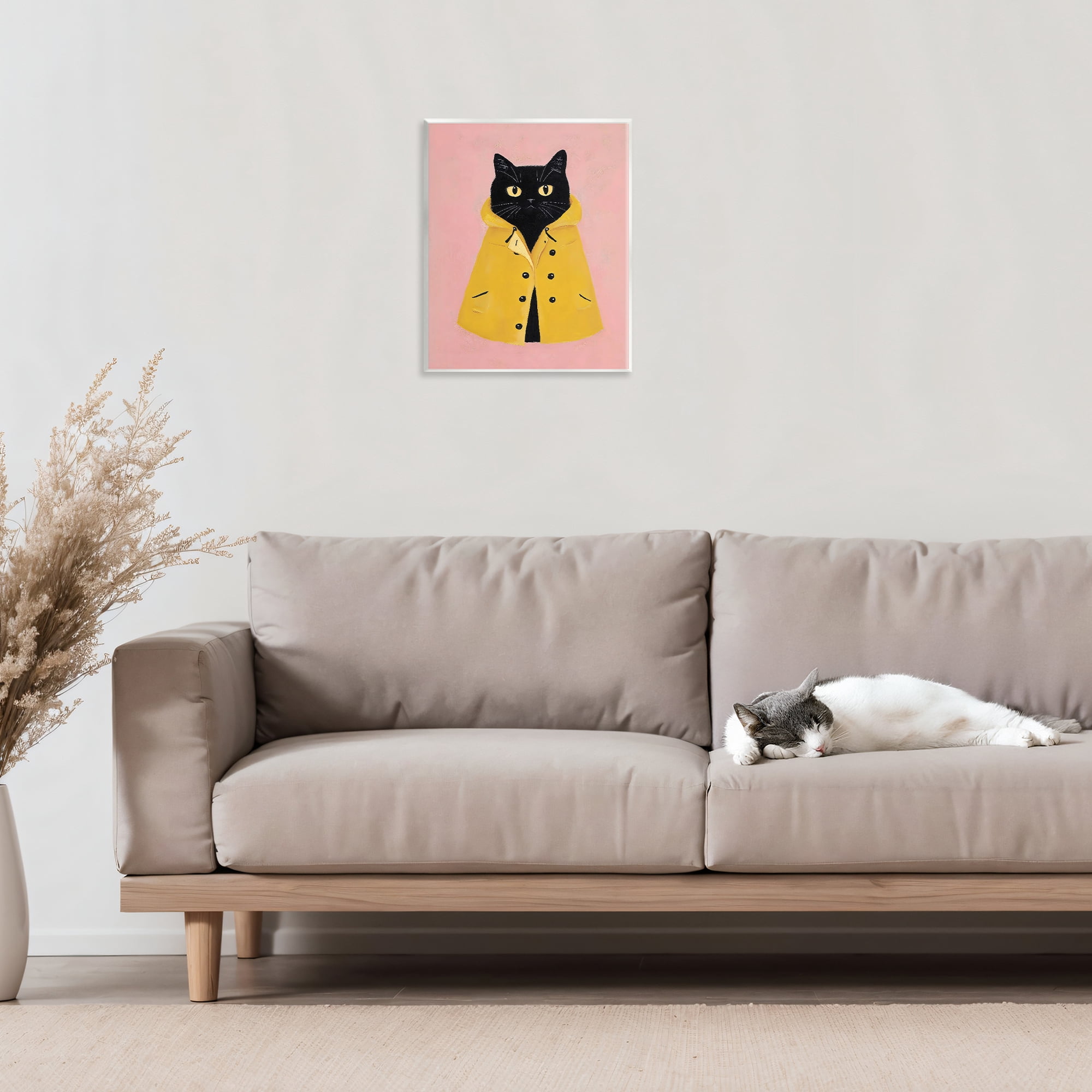 Stupell Industries Black Cat in Yellow Raincoat Wall Plaque Art, design by The Prints Vibe