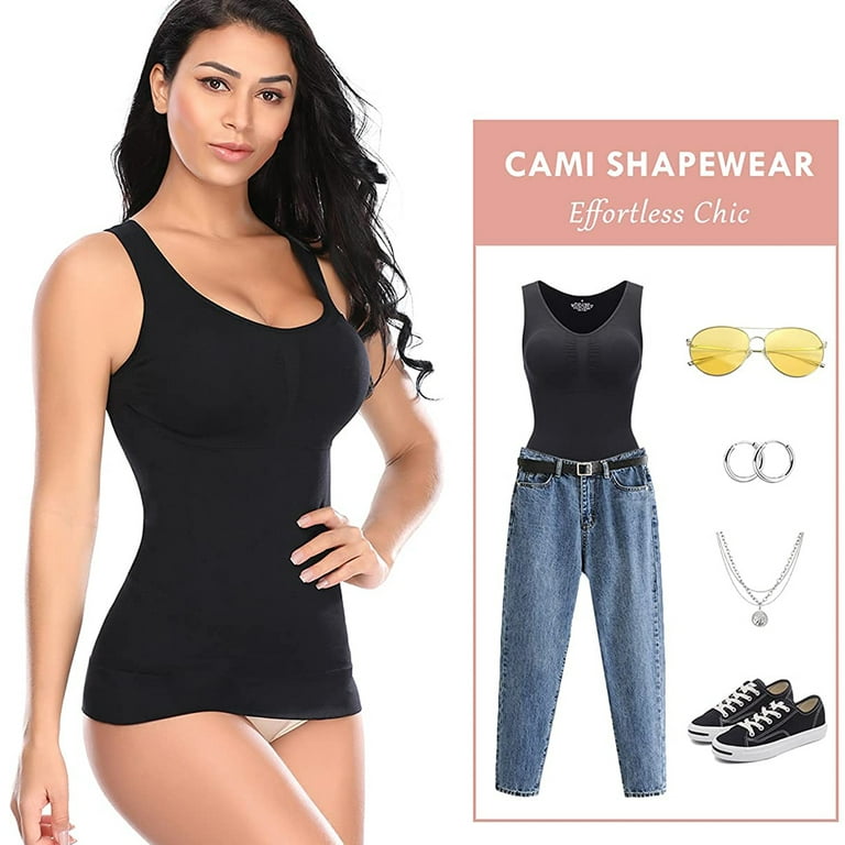SLIMBELLE Women's Tank Tops with Built in Bra Camisoles Shapewear Tummy  Contol Cami Shaper Compression Top- Black XL : : Clothing, Shoes &  Accessories