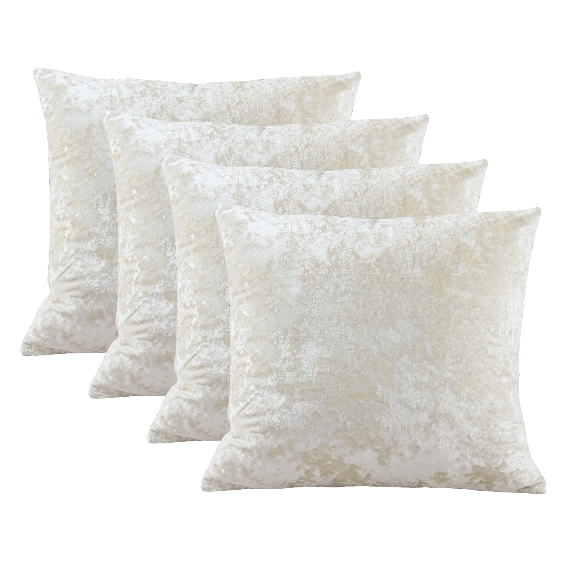 Home Soft Things Crushed Velvet 4 Piece Throw Pillow Cover Set - Gardenia - 20" x 20"