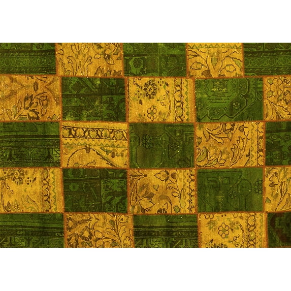 Ahgly Company Indoor Rectangle Patchwork Yellow Transitional Area Rugs, 3' x 5'