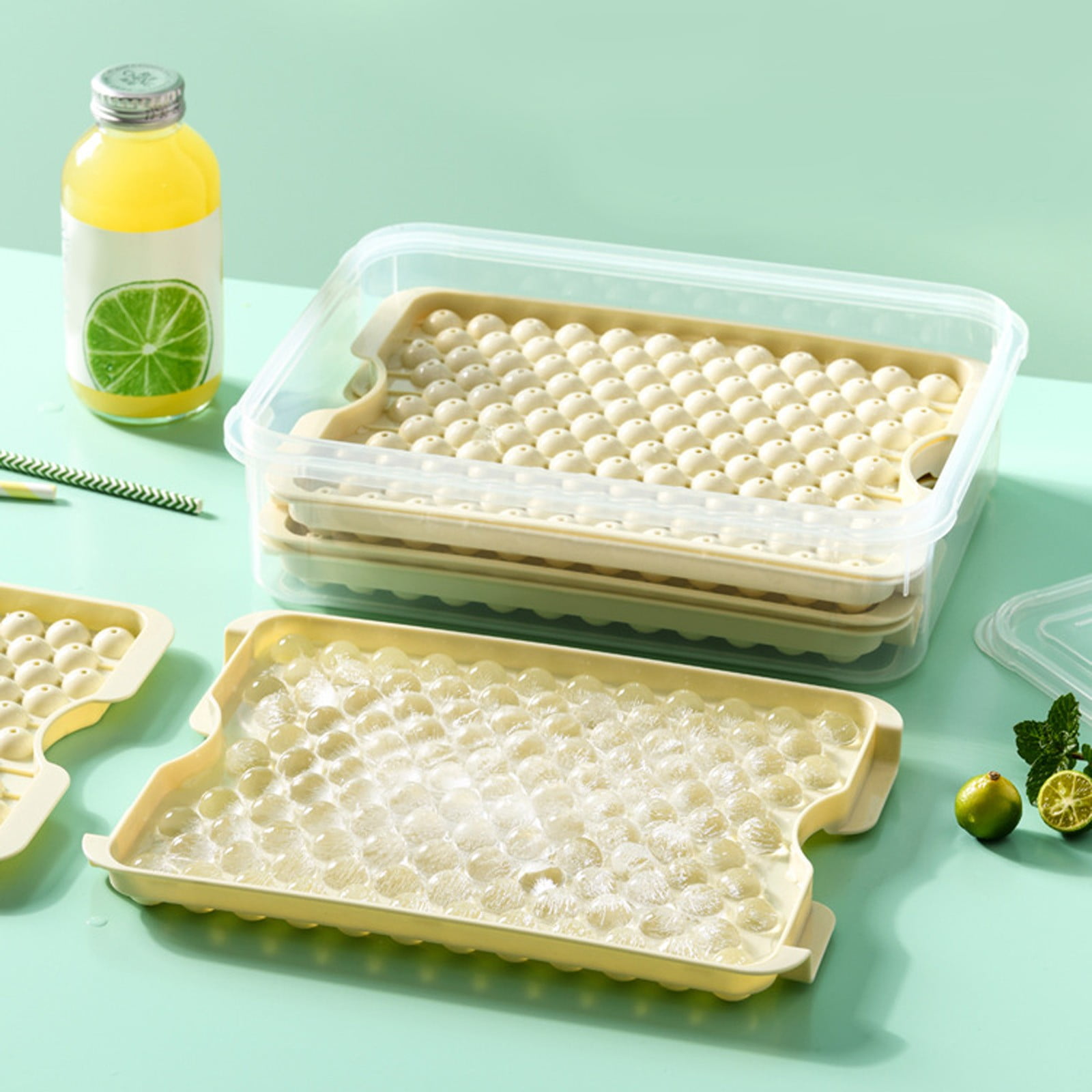 Ice Cube Mold Mini Ice Tray with Lid Freezer 3 Packs Upgraded to 123X3 Small Circular Ice Tray for Easy Release Mini Ice Maker Crushed Ice Tray for Cool Coffee Drinks 3×ice grid mold+