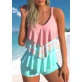 thumbnail image 4 of Women‘s New Summer Two-piece Set with Three-layer Ruffle Edge Printed Sexy Lace Up Casual Beach Swimsuit S-6XL, 4 of 5