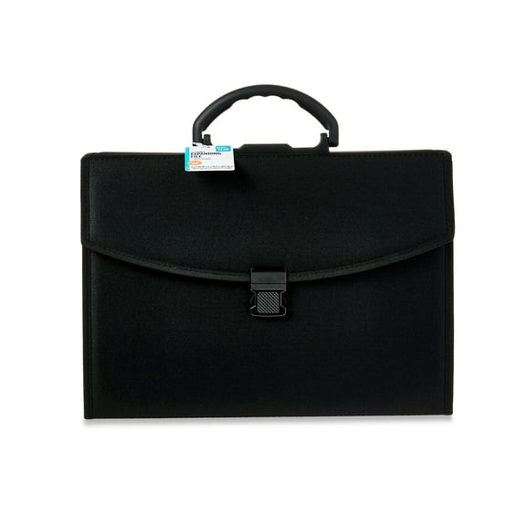 Pen+Gear Expanding File Organizer, Black Fabric, 26 Pockets and Top Handle