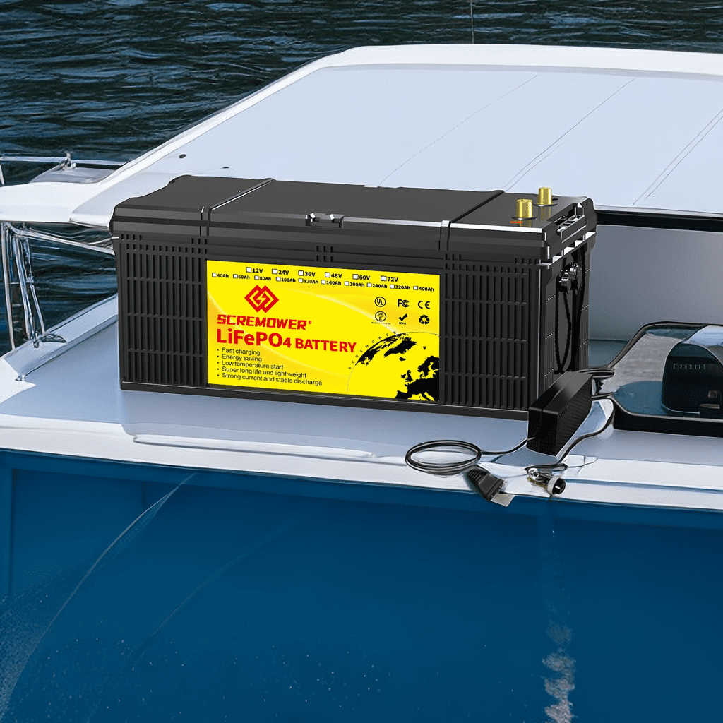 12V 200AH Lithium LiFePO4 Battery Bluetooth,SCREMOWER 200A BMS RV Batteries for Camping Trolling Motor Boat