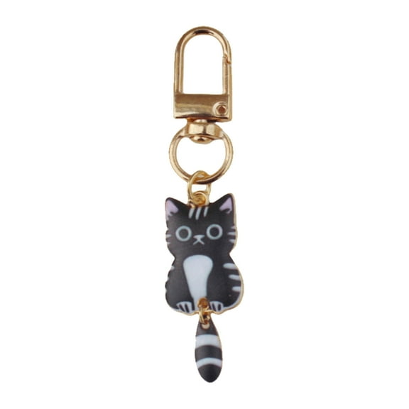 Ciwanning Minimalist Metal Cat Key Rings Trendy Zipper Pull Accessory Small Cat Keyring For Keys Bags And Individualized Gifts