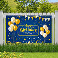 thumbnail image 6 of Blue Golden Birthday Banner with Balloons Stars and Polka Dots Happy Birthday Decoration Backdrop for Birthday Party Photography Props Party Supplies Decorations, 6 of 8
