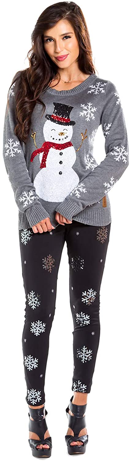 Cute Sequined Snowflake Leggings 