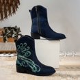 thumbnail image 3 of NECHOLOGY Botas Mujer Adulto Femenino Zapatos Botines para mujer Botas de mezclilla para mujer Botas de tobillo estampadas de moda Botas de mujer de tacón bajo grueso (Blue, 8), 3 of 7
