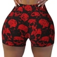 thumbnail image 2 of Daiia Red Skulls Pattern Women's Workout Shorts Biker Shorts - High Waisted Workout Spandex Tummy Control Gym Running Yoga Shorts-Large, 2 of 8