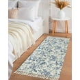 thumbnail image 3 of Blue Bird Flower Entryway Runner Rug 2x4ft,Retro Tree Branch Floral Fall Winter Washable Woven Living Room Hallway Bedroom Kitchen Carpet with Tassels,Indoor Outdoor Throw Door Mat for Entryway, 3 of 5