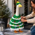 thumbnail image 7 of Porch Goose Outfit Christmas Tree Tiered Green Cape With Red Bow Colorful Pom Poms And Matching Star Hat For Outdoor Holiday Front Yard Decor, 7 of 7