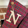 thumbnail image 3 of Red Tartan Quilted Stocking with Personalized Letter Charm by Marilee Home, 3 of 7