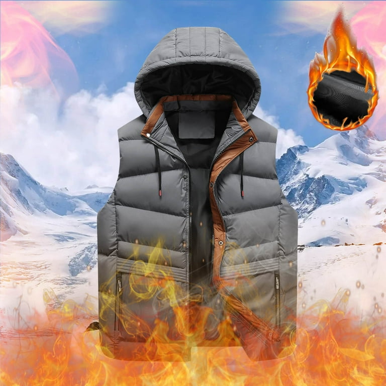 LEEy-world Warm Winter Coats For Men Men's Skiing Jacket with Hood  Waterproof Hiking Fishing Travel Jacket Parka Raincoat Grey,4XL 