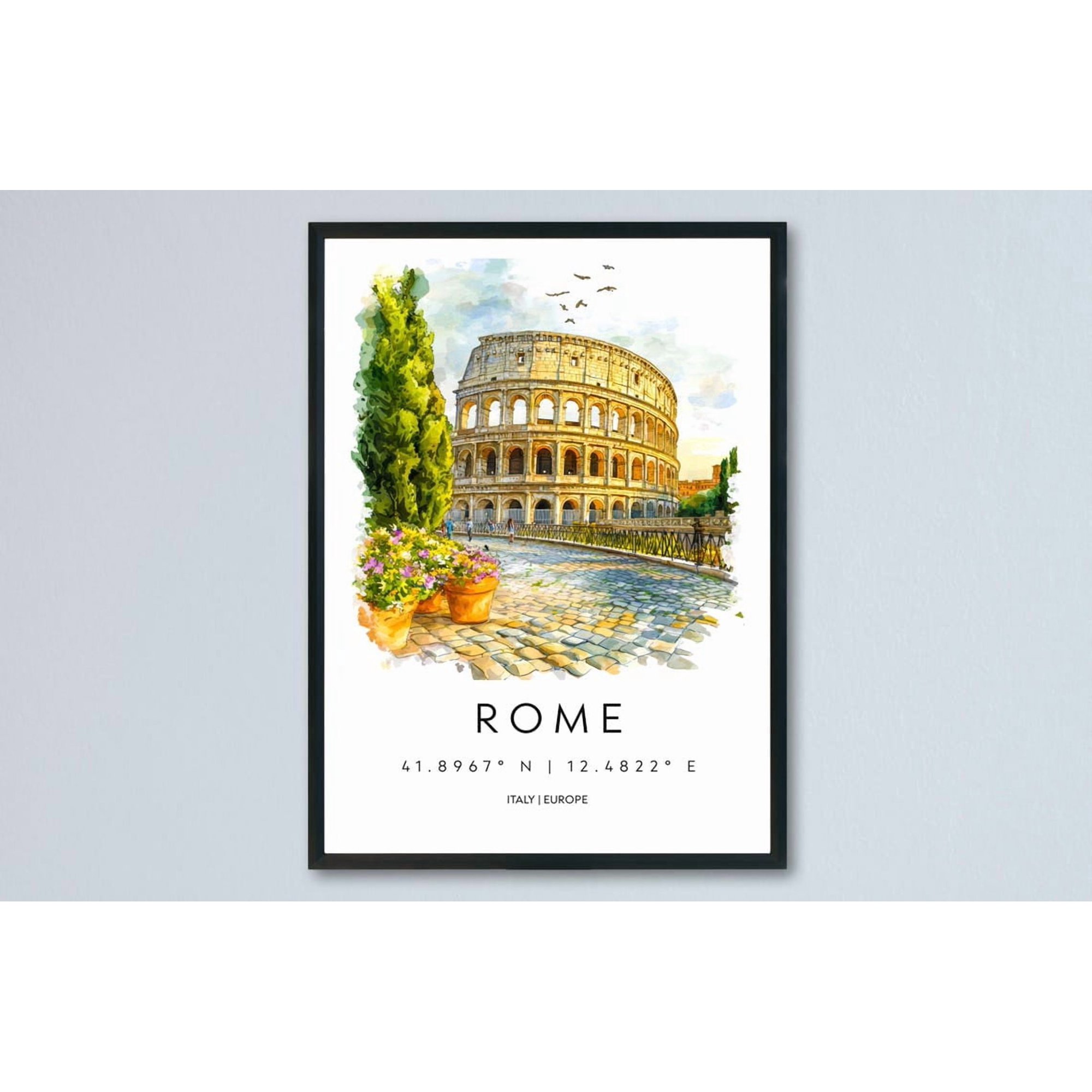 Rome Poster Rome Travel Print Rome Wall Art Rome Cityscape Painting Rome Souvenir Italy Decor Roman Architecture, Poster Only