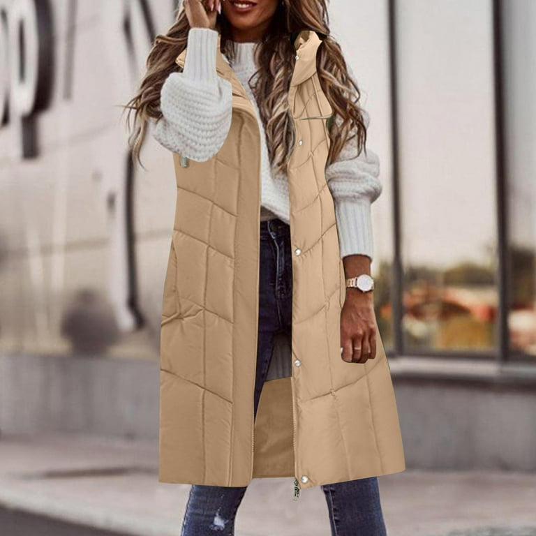 JURANMO Women Long Puffer Vest Down Quilted Lightweight,2024 Winter Women  Soft Warm Pockets Sleeveless Vests Long Jacket Down Parkas Jackets Classic  Solid Color Trendy Coats with Hooded - Walmart.com