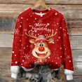 thumbnail image 5 of Festive Print Cozy Flannel Pullover Sweater For Casual Long Sleeve Crewneck Holiday Top Soft Warm Winter Knitwear, 5 of 5