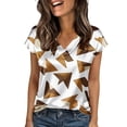 thumbnail image 2 of OOOUM Women Satin V Neck Blouse Lightweight Silky Floral Print shirts Loose Casual Summer Basic Shirt Tops Coffee XXXXL, 2 of 3