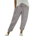 thumbnail image 2 of Rigardu Women's Elastic Waist Striped Casual Pants Loose Cotton And Linen Pants Grey+XL, 2 of 4