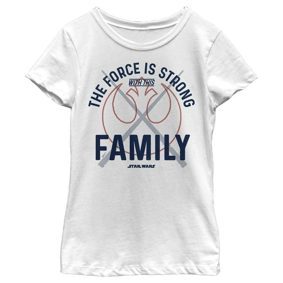 Girl's Star Wars: A New Hope The Force is Strong with this Family Graphic Tee White Large