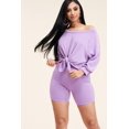 thumbnail image 5 of Solid French Terry Tie Front Off The Shoulder Slouchy Top And Shorts Two Piece Set, 5 of 9