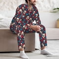 thumbnail image 7 of Salouo Skull red flower blue Print Button-Front Long Sleeve Pajama Set for Men, Soft 2Pjs Men's Long Sleeve Sleepwear-Medium, 7 of 7