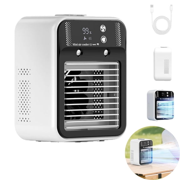 Portable Air Conditioner 1-Pack – 2/4H Timer 3 Speeds Digital Display for Home Bedroom Outdoor Office Use