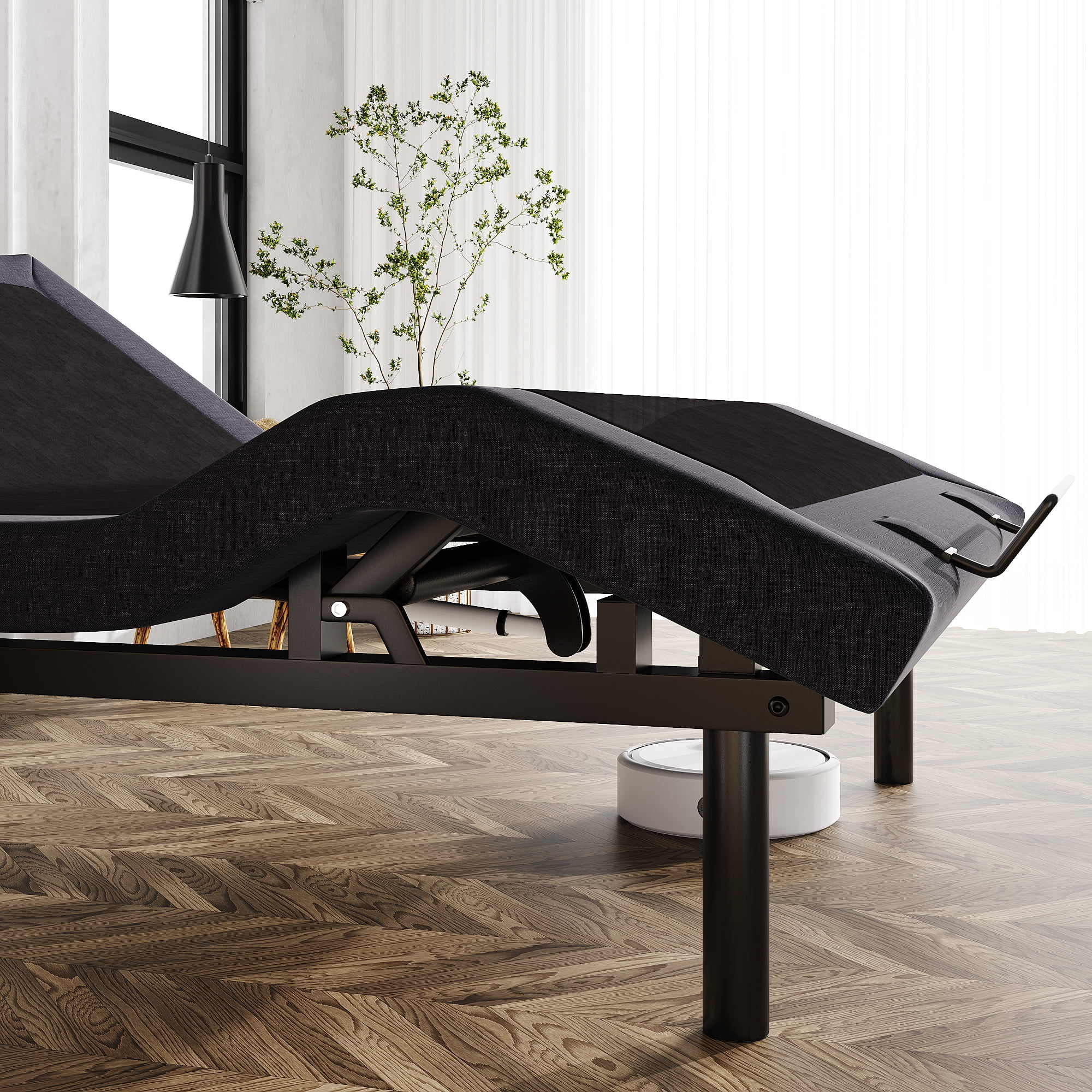 Sha Cerlin Upholstered Queen Size Ergonomic Electric Adjustable Bed Base Frame with Upgraded Motor 2.0, Wireless Remote Control, Independent Head & Foot Incline