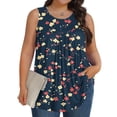thumbnail image 1 of Miqool Womens Plus Size Tank Tops Floral Print Sleeveless Ruched Shirt Loose Fit Tunic Tops, 1 of 6